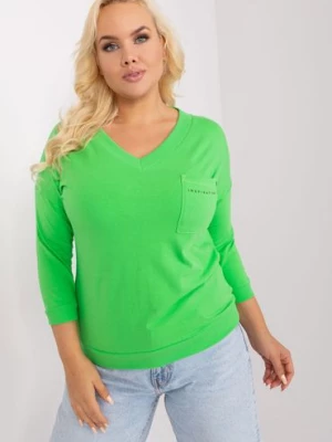 Bawełniana bluzka plus size jasny zielony RELEVANCE