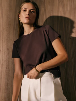 Bawełniana bluzka w kolorze czekoladowego brązu TARANKO