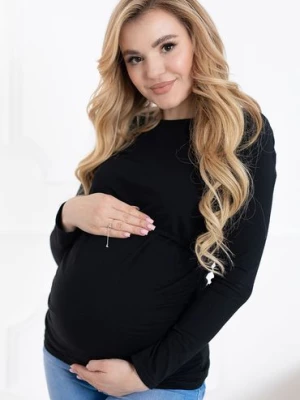 Bawełniana bluzka z długim rękawem dla kobiet w ciąży - czarna FORMOMMY