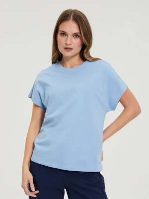 Bawełniana bluzka z krótkimi rękawami błękitna Moodo