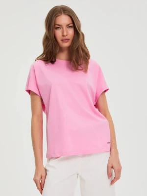 Bawełniana bluzka z krótkimi rękawami różowa Moodo