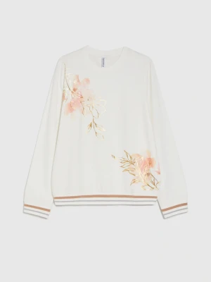 Bawełniana bluzka z nadrukiem biała Moodo