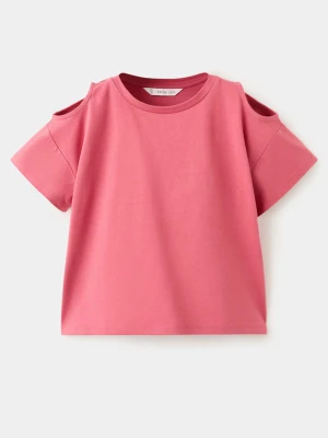 Bawełniana bluzka z odkrytymi ramionami truskawkowy - Dzieci - lata - MANGO KIDS