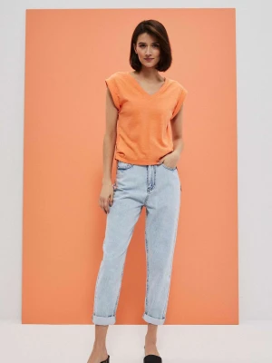 Bawełniana bluzka ze ściągaczem łososiowa Moodo