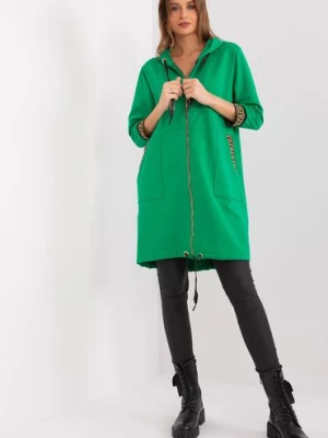Bawełniana długa bluza damska zielony