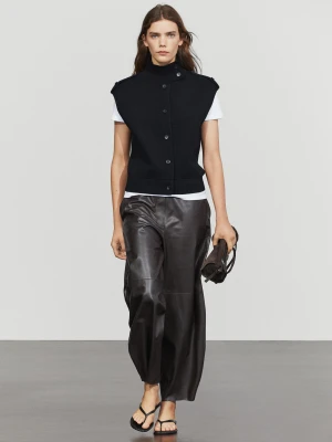 Bawełniana Kamizelka Ze Stójką - Granatowy - Massimo Dutti - Female