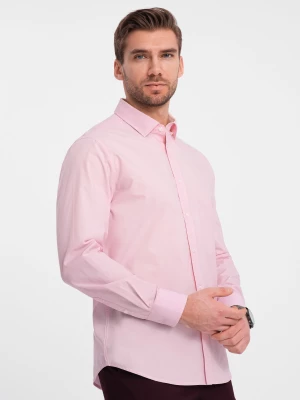 Bawełniana klasyczna koszula REGULAR - jasnoróżowa V2 OM-SHOS-0154
 -                                    L