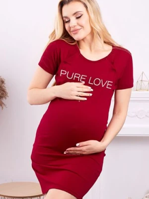 Bawełniana koszlula nocna dla kobiet w ciąży i karmiących - bordowa FORMOMMY
