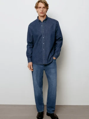 Bawełniana Koszula Jeansowa Regular Fit - Średni Niebieski - Massimo Dutti - Male