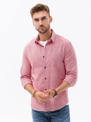 Bawełniana koszula męska z tkaniny w stylu Oxford SLIM FIT - czerwona V18 K642
 -                                    XXL Ombre
