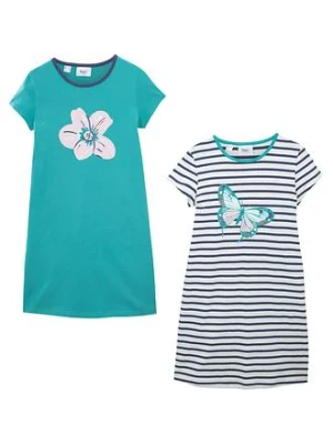 Bawełniana koszula nocna dziewczęca z krótkim rękawem (2 szt.) bonprix