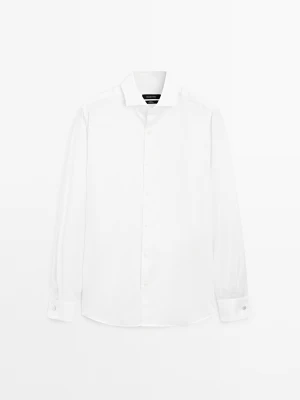Bawełniana Koszula O Kroju Slim Ze Wzmacnianym Mankietem - Biały - Massimo Dutti - Male