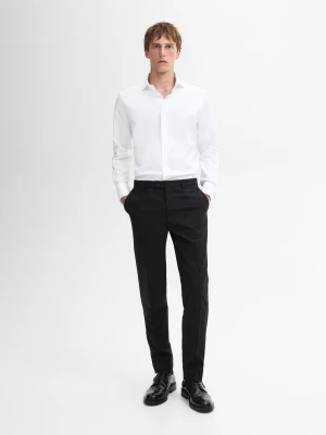 Bawełniana Koszula O Kroju Slim Ze Wzmacnianym Mankietem - Biały - - Massimo Dutti - Mężczyzna