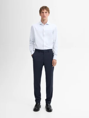 Bawełniana Koszula O Kroju Slim Ze Wzmacnianym Mankietem - Błękitny - - Massimo Dutti - Mężczyzna