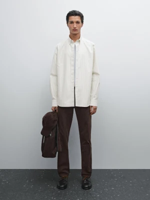 Bawełniana Koszula Oxford O Kroju Slim W Paski - Zielony - - Massimo Dutti - Mężczyzna