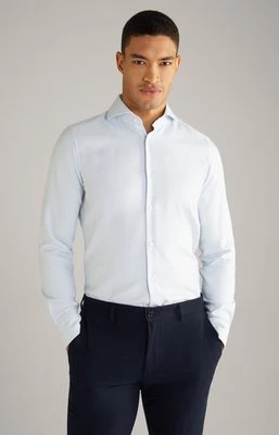 Bawełniana koszula Pai w biało-jasnoniebieski wzór Joop
