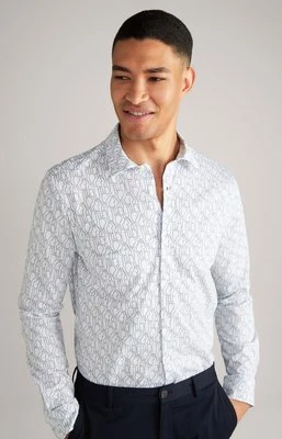 Bawełniana koszula Pit w kolorze białym/ciemnoniebieskim, ze wzorem Joop