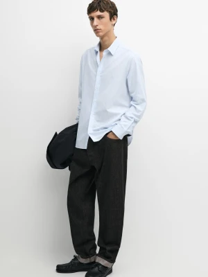 Bawełniana Koszula Regular Fit W Paski - Błękitny - Massimo Dutti - Male