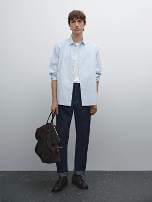 Bawełniana Koszula Regular Fit W Paski - Błękitny - - Massimo Dutti - Mężczyzna