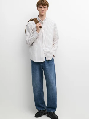 Bawełniana Koszula Regular Fit W Paski - Brązowy - Massimo Dutti - Male