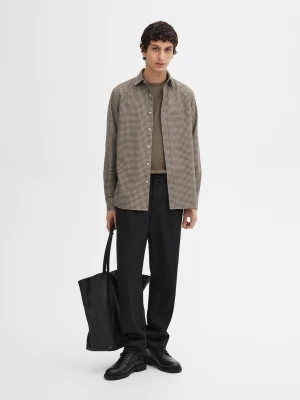 Bawełniana Koszula Regular Fit Z Diagonalu - Zielononiebieski - - Massimo Dutti - Mężczyzna