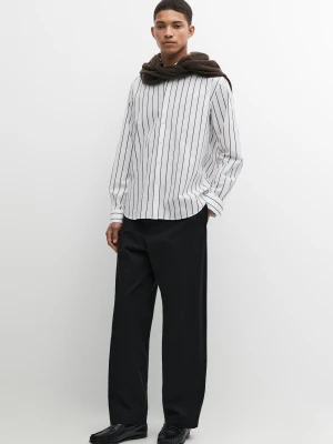 Bawełniana Koszula Relaxed Fit W Paski - Biały - Massimo Dutti - Male