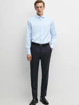 Bawełniana Koszula Slim Fit W Paski - Błękitny - Massimo Dutti - Male