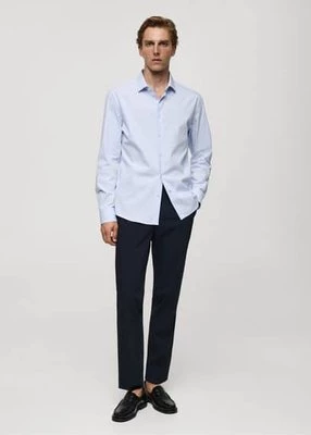 Bawełniana koszula slim fit w prążki mango man