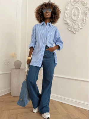 Bawełniana koszula w paski NYLAX - błękitna  magmac 