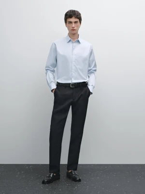 Bawełniana Koszula W Paski O Kroju Slim - Błękitny - - Massimo Dutti - Mężczyzna