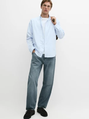 Bawełniana Koszula W Paski Regular Fit - Błękitny - Massimo Dutti - Male