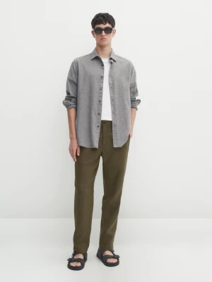 Bawełniana Koszula W Pepitkę O Kroju Slim Fit - Szary Pop - - Massimo Dutti - Mężczyzna