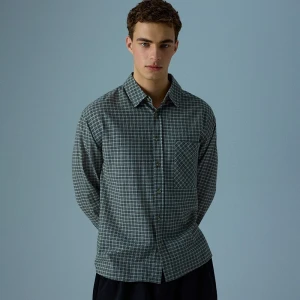 Bawełniana koszula w szaro-czarną kratę House