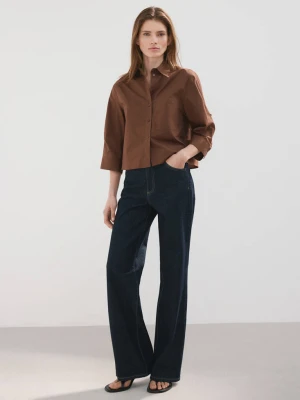 Bawełniana koszula z kieszenią brązowy - Kobieta - - MANGO