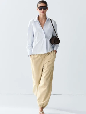 Bawełniana Koszula Z Ozdobną Kieszenią - Błękitny - - Massimo Dutti - Female