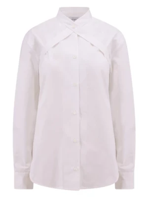 Bawełniana koszula z paskami i metalową sprzączką Off White