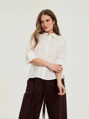Bawełniana koszula z rękawami 3/4 biała Moodo
