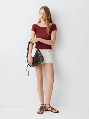Zdjęcie produktu Bawełniana koszulka basic burgund - Teen - - MANGO TEEN