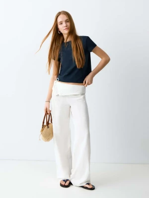 Bawełniana koszulka basic granatowy - Teen - - MANGO TEEN