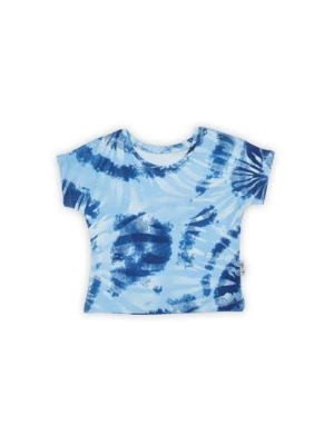 Bawełniana koszulka chłopięca we wzory niebieska Nicol