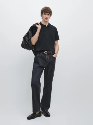 Bawełniana Koszulka Polo O Drobnej Fakturze - Granatowy - - Massimo Dutti - Mężczyzna