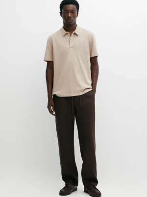 Bawełniana Koszulka Polo O Strukturalnym Splocie - Popielaty - Massimo Dutti - Male