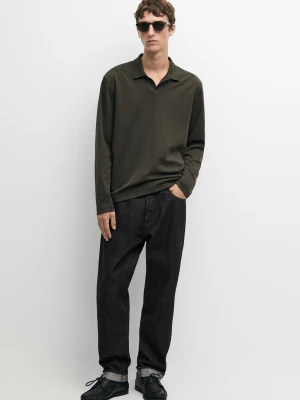 Bawełniana Koszulka Polo Z Długim Rękawem - Jasnoopal - Massimo Dutti - Male