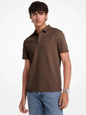 Bawełniana koszulka polo z haftowanym logo Michael Kors CZEKOLADOWY (Brązowy)