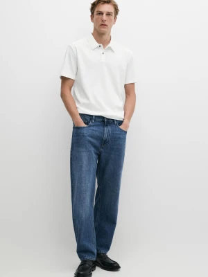Bawełniana Koszulka Polo Z Krótkim Rękawem - Biały - Massimo Dutti - Male