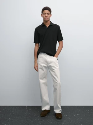 Bawełniana Koszulka Polo Z Krótkim Rękawem - Granatowy - - Massimo Dutti - Mężczyzna