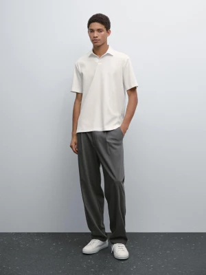 Bawełniana Koszulka Polo Z Krótkim Rękawem - Surowy - - Massimo Dutti - Mężczyzna
