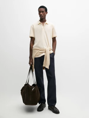 Bawełniana Koszulka Polo Z Krótkim Rękawem - Żółty - - Massimo Dutti - Mężczyzna