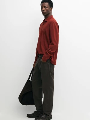 Bawełniana Koszulka Polo Z Mikrostrukturą - Pomarańczowy - Massimo Dutti - Male