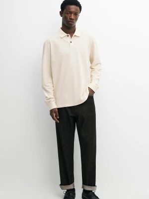 Bawełniana Koszulka Polo Z Mikroteksturą - Beżowy - Massimo Dutti - Male